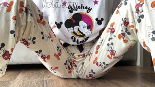 schoolgirl in pajama small tits masturbating and squirting orgasm