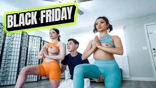 Latina Best Friends Stretch Their Limits with a Freeuse Yoga Guru