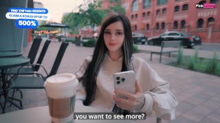 Pretty girl masturbates in a cafe and on the street. sucked in a public place - pinkloving