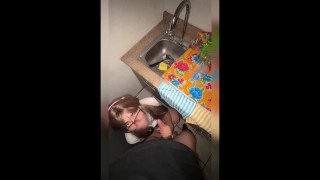 She Sucks my Dick in the Kitchen looking my eyes!